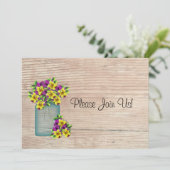 Mason Jar De Pansies Faire-part de mariage (Debout devant)