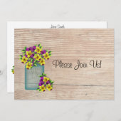 Mason Jar De Pansies Faire-part de mariage (Devant / Derrière)