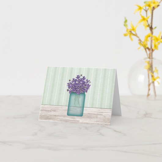 Mason Jar De Violettes Carte Note (Fleur jaune)