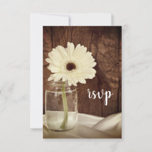Mason Jar en Daisies Country Barn Wedding RSVP