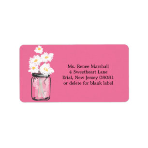 Mason Jar en Daisies Etiket