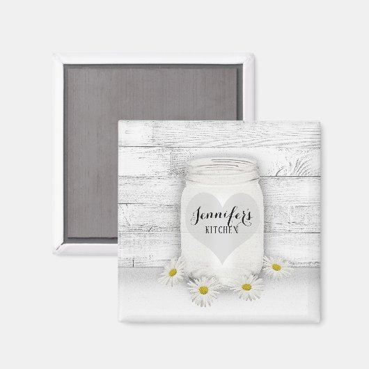 Mason Jar en Daisies Magneet (Voorkant / Achterkant)
