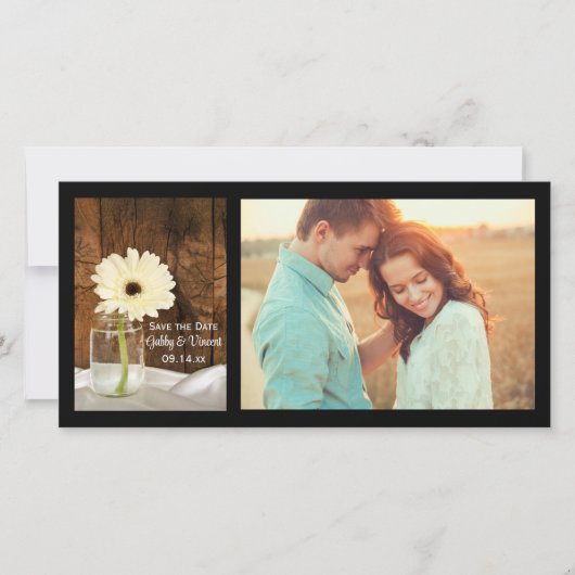 Mason Jar en Daisy Country Wedding Save the Date (Voorkant)