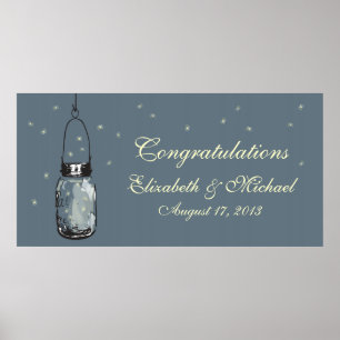 Mason Jar en Fireflies Banner Poster