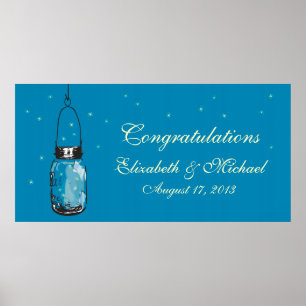 Mason Jar en Fireflies Banner Poster