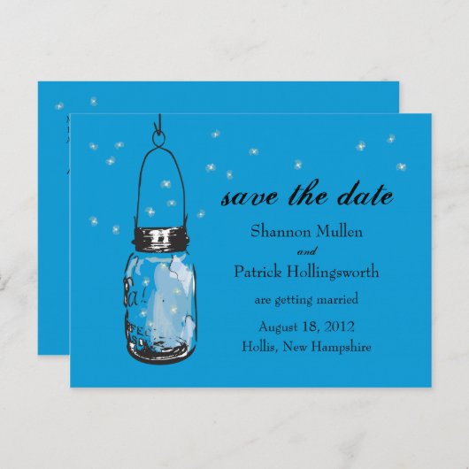Mason Jar en Fireflies bruiloft uitnodigingen (Voorkant / Achterkant)