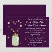 Mason Jar en Fireflies Heart Wedding Invitation Kaart (Voorkant / Achterkant)
