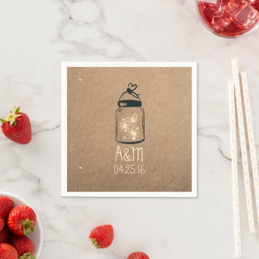 Mason Jar en Fireflies Rustic Servetten (Insitu)