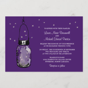 Mason Jar en Fireflies Wedding Invitations Kaart