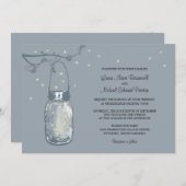 Mason Jar en Fireflies Wedding Invitations Kaart (Voorkant / Achterkant)
