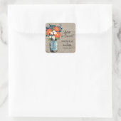 Mason Jar en Gerber Daisies Bruiloft Vierkante Sticker (Tas)