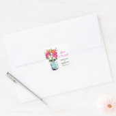 Mason Jar en Gerber Daisies Bruiloft Vierkante Sticker (Envelop)