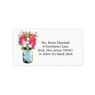 Mason Jar en Gerber Daisies Etiket