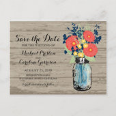 Mason Jar en Gerber Daisies redden de datum Aankondigingskaart (Voorkant)