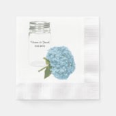 Mason Jar en Hydrangea Aangepaste Bruiloft Servett Servet (Voorkant)