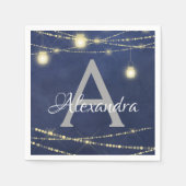 Mason Jar en String Lights Monogram Verjaardag Servet (Voorkant)