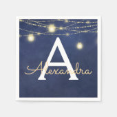 Mason Jar en String Lights Monogrammed Servet (Voorkant)