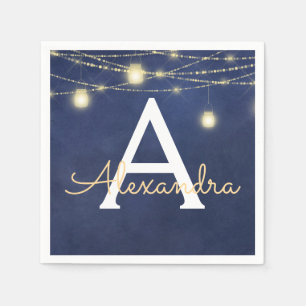 Mason Jar en String Lights Monogrammed Servet
