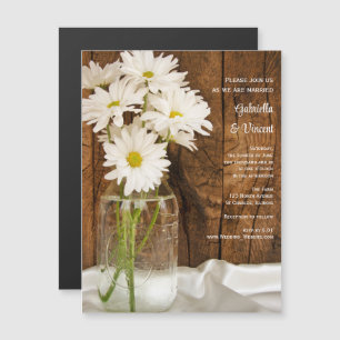 Mason Jar en White Daisies Barn Wedding Magnetische Uitnodiging