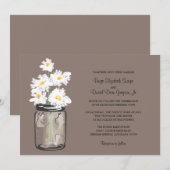 Mason Jar en White Daisies Wedding Kaart (Voorkant / Achterkant)