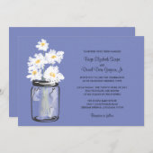 Mason Jar en White Daisies Wedding Kaart (Voorkant / Achterkant)