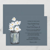 Mason Jar en White Daisies Wedding Kaart (Voorkant / Achterkant)