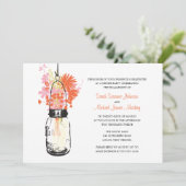 Mason Jar en Wilde Bloemen Trouw Verlovingsfeest Kaart (Staand voorkant)