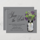 Mason Jar en Wildflower Save the Date Aankondigingskaart (Voorkant / Achterkant)