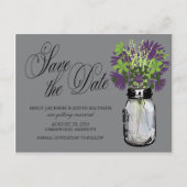 Mason Jar en Wildflower Save the Date Aankondigingskaart (Voorkant)