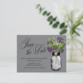 Mason Jar en Wildflower Save the Date Aankondigingskaart (Staand voorkant)
