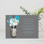 Mason Jar en Wildflower Wedding Invitations Kaart (Staand voorkant)