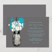 Mason Jar en Wildflower Wedding Invitations Kaart (Voorkant / Achterkant)