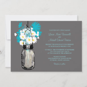 Mason Jar en Wildflower Wedding Invitations Kaart