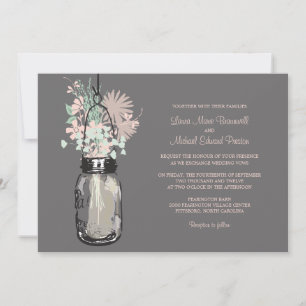 Mason Jar en Wildflower Wedding Invitations Kaart