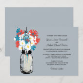Mason Jar en Wildflower Wedding Invitations Kaart (Voorkant / Achterkant)