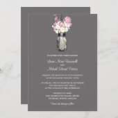 Mason Jar en Wildflower Wedding Invitations Kaart (Voorkant / Achterkant)