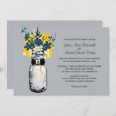 Mason Jar en Wildflower Wedding Invitations Kaart (Voorkant / Achterkant)