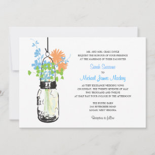Mason Jar en Wildflower Wedding Invitations Kaart