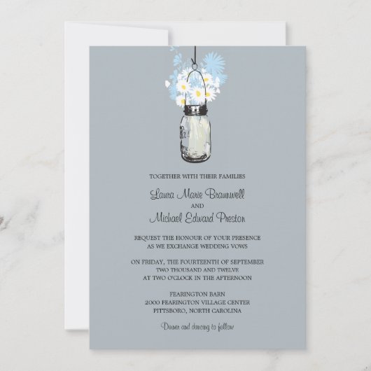 Mason Jar en Wildflower Wedding Invitations Kaart (Voorkant)