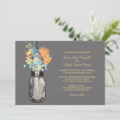 Mason Jar en Wildflower Wedding Invitations Kaart (Staand voorkant)