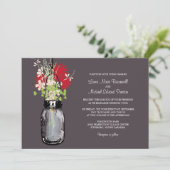 Mason Jar en Wildflower Wedding Invitations Kaart (Staand voorkant)