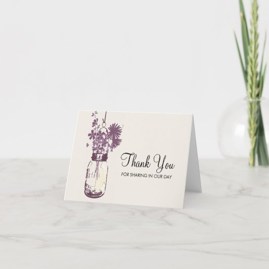 Mason Jar en Wildflowers Bedankt (Voorkant)