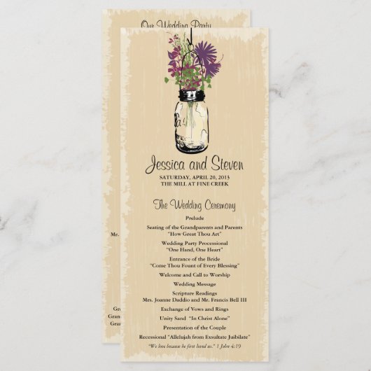 Mason Jar en Wildflowers Programma (Voorkant / Achterkant)