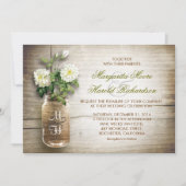 Mason jar en witte bloemen bruiloft uitnodigingen (Voorkant)