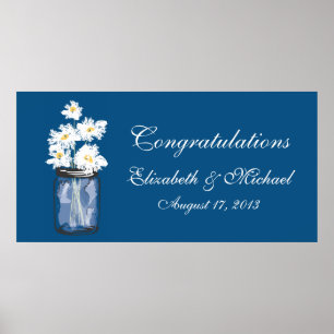 Mason Jar en Witte Madeliefjes Banner Poster
