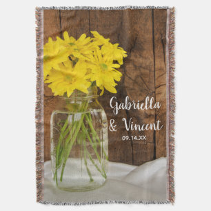 Mason Jar en Yellow Daisies Country Wedding Deken