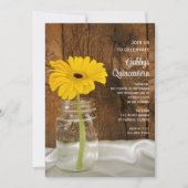 Mason Jar en Yellow Daisy Quinceañera Uitnodiging (Voorkant)