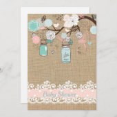Mason Jar et Burlap Baby shower Invitation (Devant / Derrière)