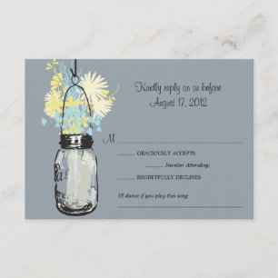 Mason Jar et carte RSVP Fleur sauvage
