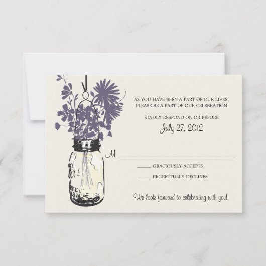 Mason Jar et carte RSVP Fleur sauvage (Devant)
